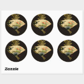 Krimpende oosterse ventilator met Floral Design Ronde Sticker (Vel)