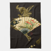 Krimpende oosterse ventilator met Floral Design Theedoek (Verticaal)
