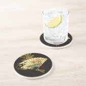 Krimpende oosterse ventilator met Floral Design Zandsteen Onderzetter (Zijkant)