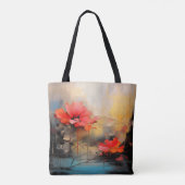 Krimpende Stilte – Abstracte Klaprozen in Stedelij Tote Bag (Achterkant)