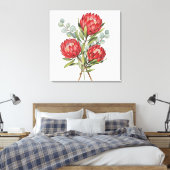 Krimprotea Boeket Aquarel Canvas Afdruk (Insitu (Slaapkamer))