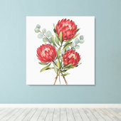 Krimprotea Boeket Aquarel Canvas Afdruk (Insitu (Houten vloer))
