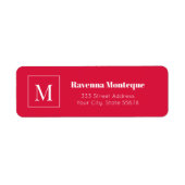 Krimrood Elegante Gepersonaliseerde Monogram Lette Etiket (Voorkant)