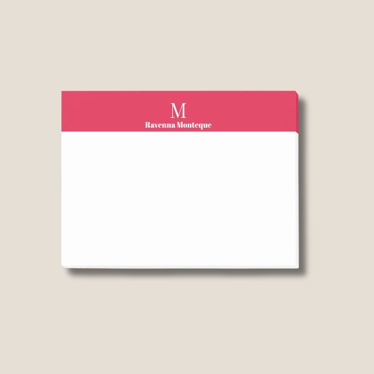 Krimrood Moderne Gepersonaliseerde Naam Letter Mon Post-it® Notes
