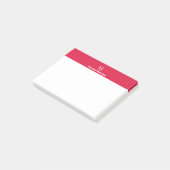 Krimrood Moderne Gepersonaliseerde Naam Letter Mon Post-it® Notes (Schuin)