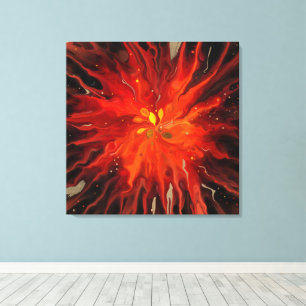 Krimson Core – Uitbarsting van vurige abstracte en Canvas Afdruk