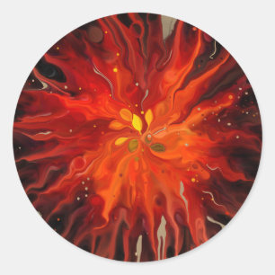 Krimson Core – Uitbarsting van vurige abstracte en Ronde Sticker