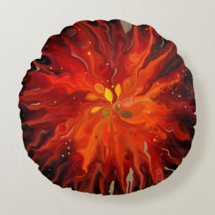 Krimson Core – vurige abstracte energie-uitbarstin Rond Kussen