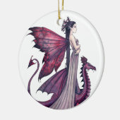 Krimson Draak en Fantasy Kunst van Feeën Keramisch Ornament (Links)