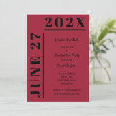 Krimson en Zwarte Afstudeerfeest Kaart (Staand voorkant)