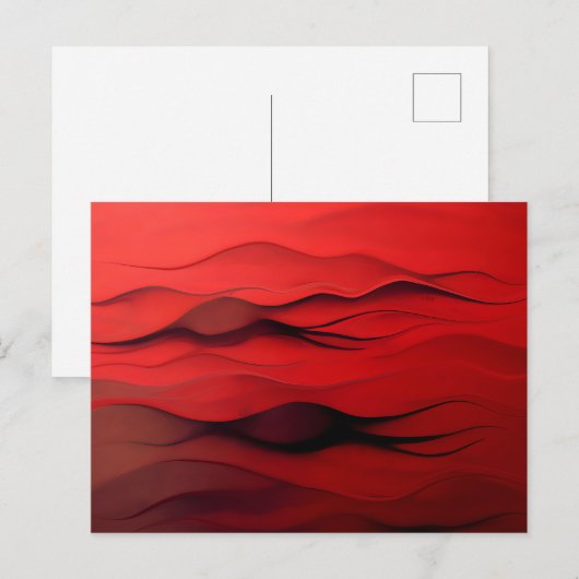 Krimson Flow – Abstracte Rode Golven van Beweging Briefkaart (Voorkant / Achterkant)