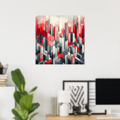 Krimson Gridscape Poster (Thuiskantoor)