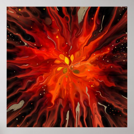 Krimson Kern – Abstracte Energie-uitbarsting Poster (Voorkant)