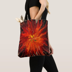 Krimson Kern – Abstracte Energie-uitbarsting Tote Bag