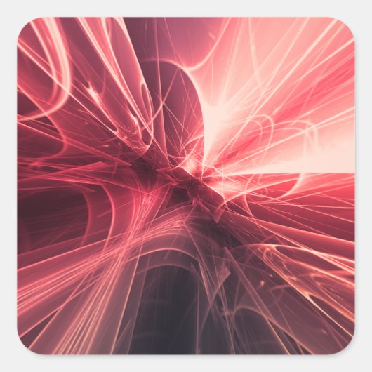 Krimson Lightwave Fractale Kunst Vierkante Sticker (Voorkant)