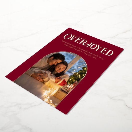 Krimson Luxe Kerst Baby Geboorte Aankondiging Foto (Gedraaid)