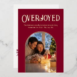 Krimson Luxe Kerst Baby Geboorte Aankondiging Foto