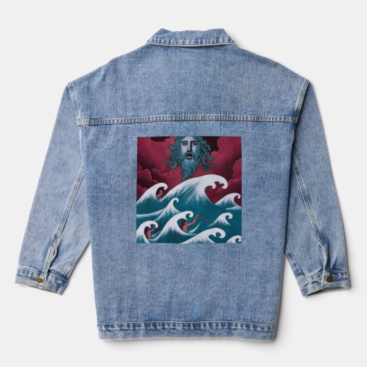 Krimson Neptunus Olie Schilderij Denim Jacket (Achterkant)