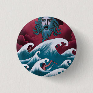 Krimson Neptunus Olie Schilderij Ronde Button 3,2 Cm