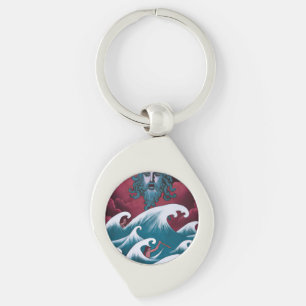 Krimson Neptunus Olie Schilderij Sleutelhanger