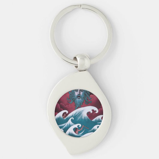Krimson Neptunus Olie Schilderij Sleutelhanger (Voorkant)