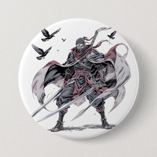 Krimson Ninja Phone Hoes Ronde Button 7,6 Cm (Voorkant)