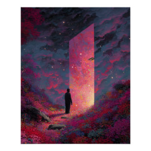 Krimson Portaal Stargazer Surreal Fantasie Kunst Perfect Poster