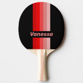 Krimsonrood verbleekte speldenstreep met naam tafeltennisbatje
