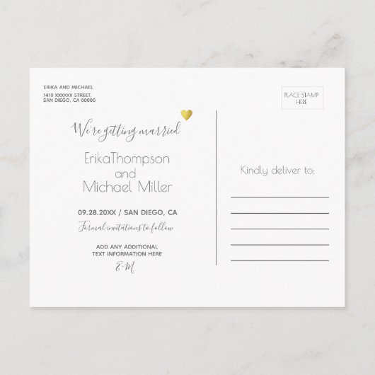 kring van harten van de liefde met als doel de bru aankondigingskaart (Achterkant)