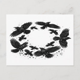 Kring van raven – Geïllustreerde geesteninkt Briefkaart