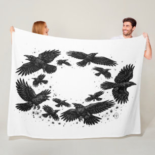 Kring van raven – Geïllustreerde geesteninkt Fleece Deken