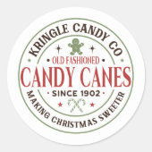 Kringle snoep Company North Pole Kerstmis Ronde Sticker (Voorkant)