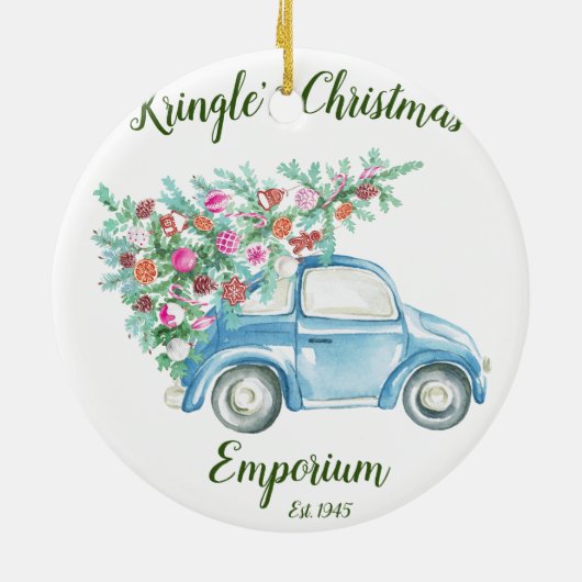 Kringle's Kerst Emporium Keramisch Ornament (Achterkant)