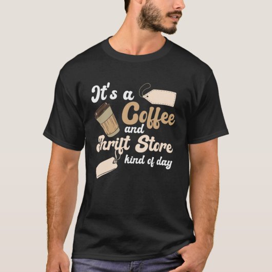 kringloopwinkel en koffieplank verkoop zuinig t-shirt (Voorkant)