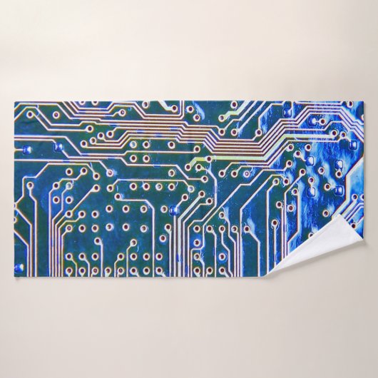 Kringprintplaat, computer, blauw, condensator, chi badhanddoek (Badhanddoek)