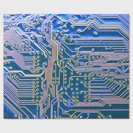 Kringprintplaat, computer, blauw, condensator, chi cadeaupapier (Vlak)