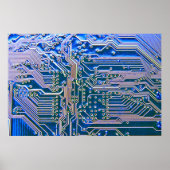 Kringprintplaat, computer, blauw, condensator, chi poster (Voorkant)