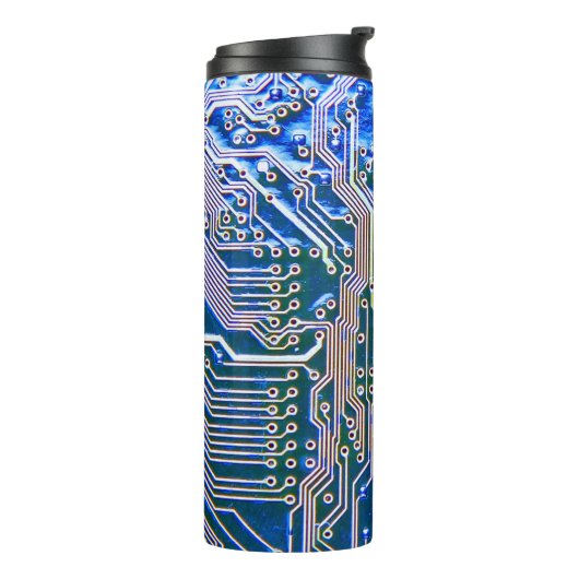 Kringprintplaat, computer, blauw, condensator, chi thermosbeker (Gedraaid links)