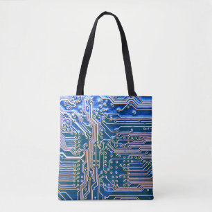 Kringprintplaat, computer, blauw, condensator, chi tote bag