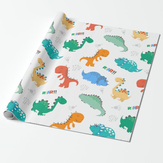KRINGSPAPIER : DINOSAURS CADEAUPAPIER (Uitgerold)