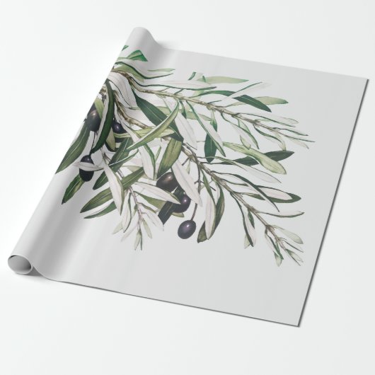 KRINGSPAPIER : OLIJFBRANK CADEAUPAPIER (Uitgerold)