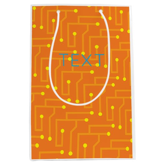 Kringsraad oranje gele TEKST Moderne computer Medium Cadeauzakje (Voorkant)