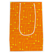 Kringsraad oranje gele TEKST Moderne computer Medium Cadeauzakje (Achterkant)