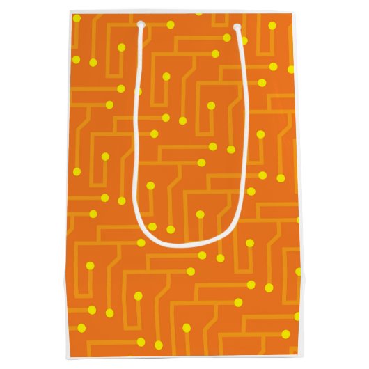 Kringsraad oranje gele TEKST Moderne computer Medium Cadeauzakje (Achterkant)