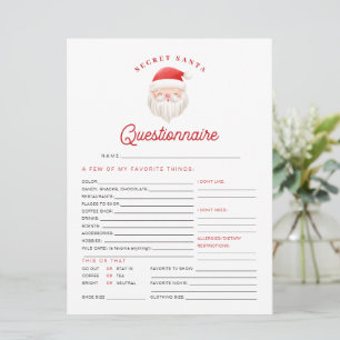 KRIS Christmas Secret Santa Questionnaire Kaart