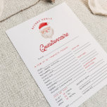 KRIS Christmas Secret Santa Questionnaire Kaart<br><div class="desc">Deze geheime Santa vragenlijst heeft een schattig waterverf Santa gezicht met een leuk en feestelijk lettertype. Deze geheime Santa activiteit is perfect voor een familie,  vriend,  of kantoor vakantie feest.</div>