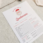 KRIS Kerst Geheim Santa Vragenlijst Kaart<br><div class="desc">Deze geheime Santa-vragenlijst bevat een leuk aquarel Santa-gezicht met een vrolijk en feestelijk lettertype. Deze geheime Santa-activiteit is perfect voor een familie-,  vrienden- of kantoorfeest.</div>