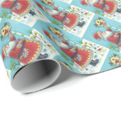 KRIS KRINGLE & CARDINAL BIRDHOUSE WRAPPINGPAPIER CADEAUPAPIER (Rol Hoek)