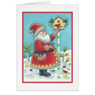 KRIS KRINGLE EN CARDINAL CHRISTMAS WENSKAART B