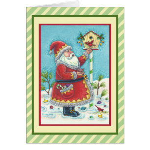 KRIS KRINGLE EN CARDINAL CHRISTMAS WENSKAART V